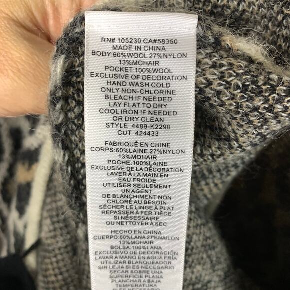 Joie Berit Grey Black Wool Mohair Leopard Print Cardigan  Size S - Picture 5 of 6